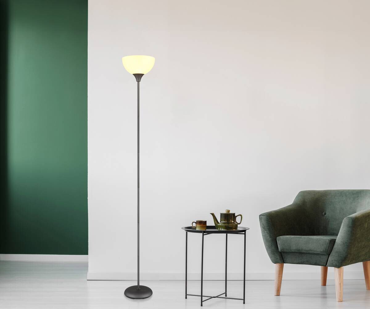 GLOBO Stehleuchte titanfarbig schwarz Opal Kunststoff Metall H/D: ca. 178,5x25 cm E27 1 Brennstellen