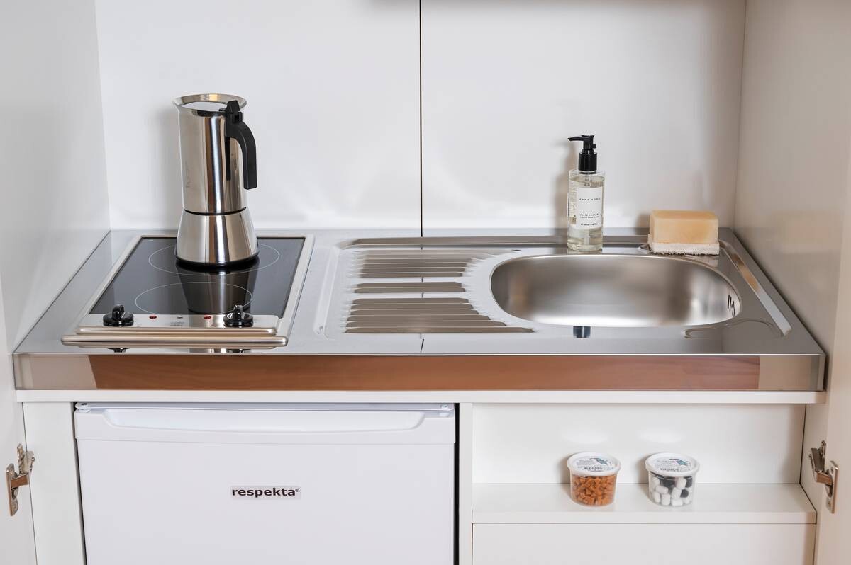 Respekta Schrankküche Economy grau matt B/H/T: ca. 104x193x67 cm