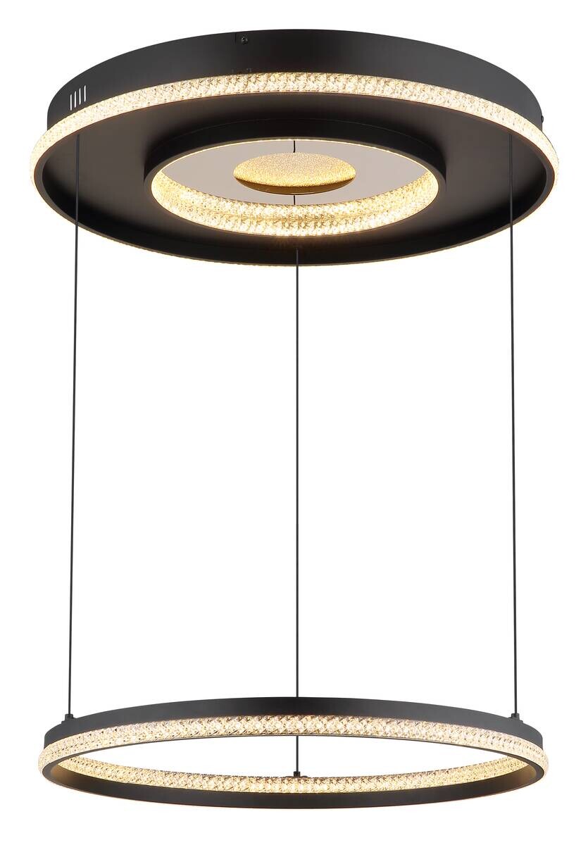 GLOBO Pendelleuchte mattschwarz klar Metall Aluminium H/D: ca. 120x60 cm 1.0 Brennstellen