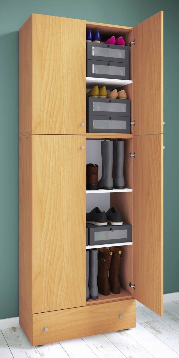 Schuhschrank Lona buche weiß B/H/T: ca. 200x70x39 cm