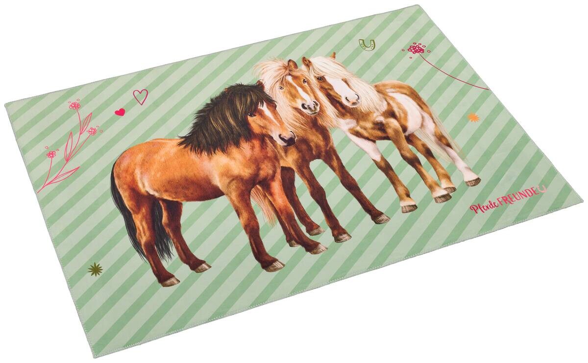 Pferde Freunde Kinderteppich grün B/L: ca. 100x160 cm