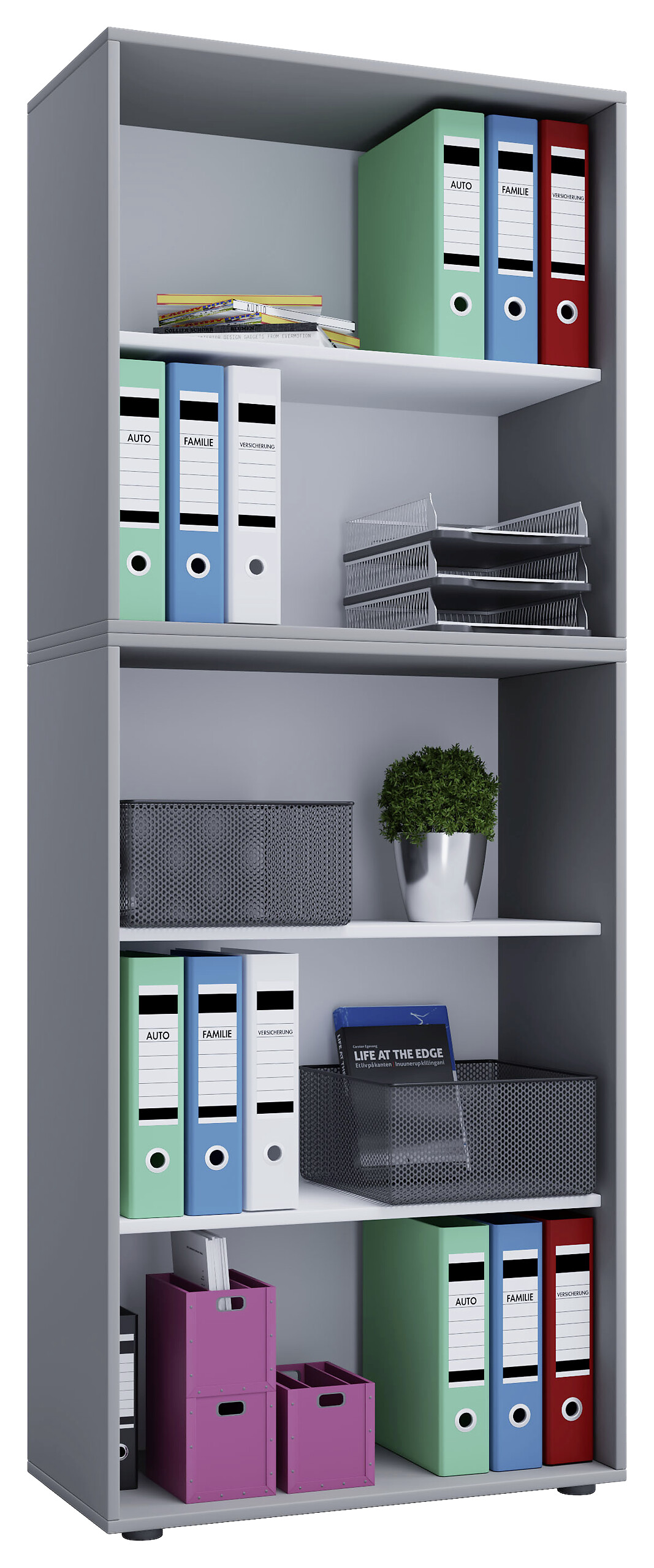 Regal Lona XXL ohne Türen grau weiß B/H/T: ca. 70x183x37 cm