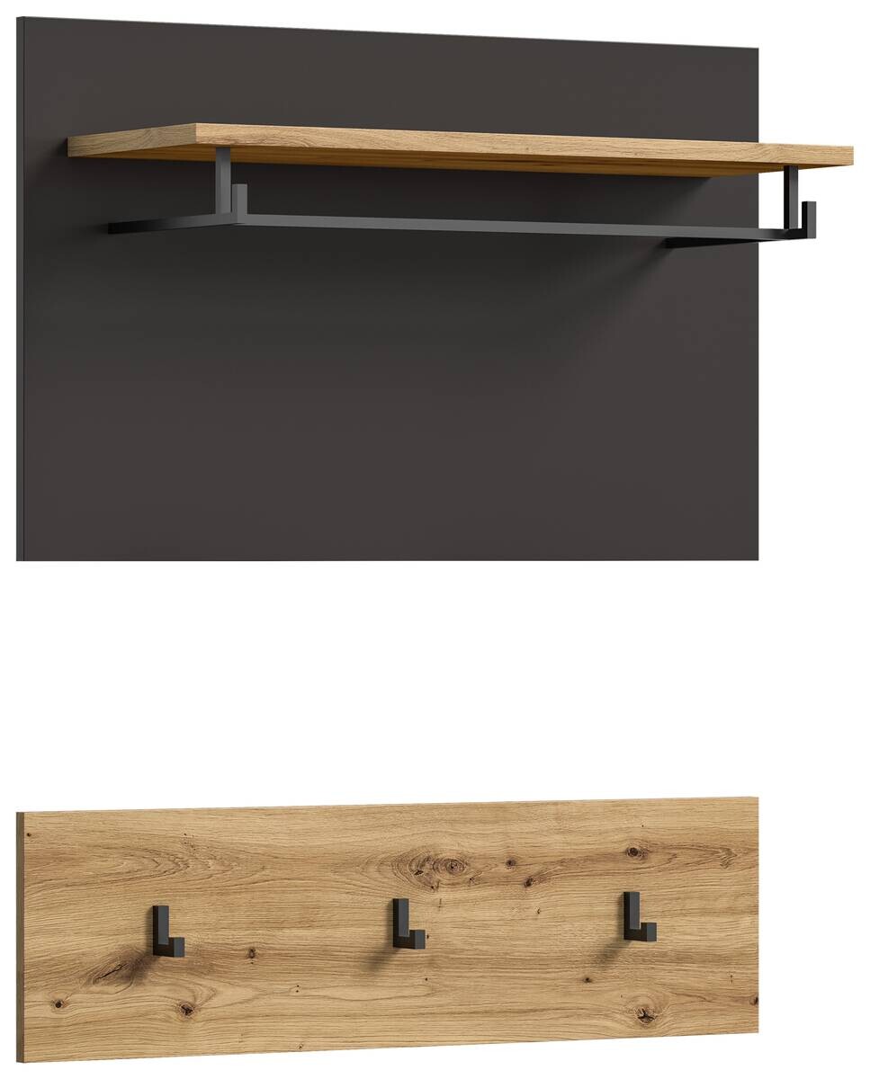 Garderobenpaneel CANU edles Basaltgrau Nachbildung Eiche Artisan Nachbildung B/H/T: ca. 80x73x27 cm