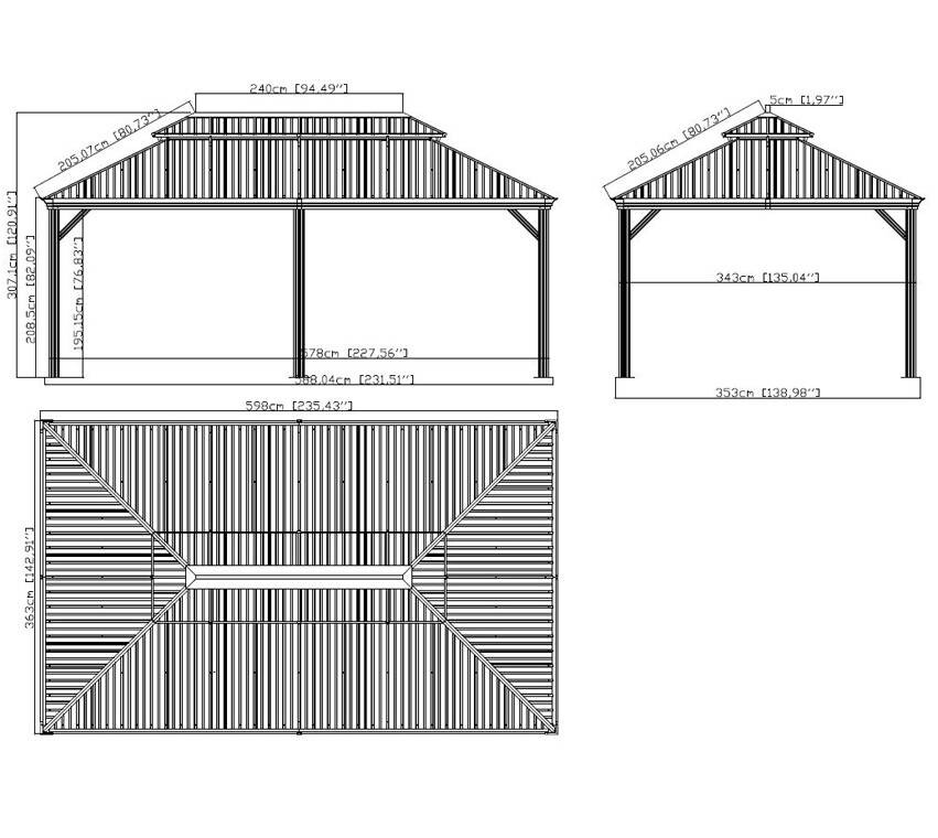 Sojag Pavillon Messina anthrazit Aluminium B/H/L: ca. 363x307x598 cm