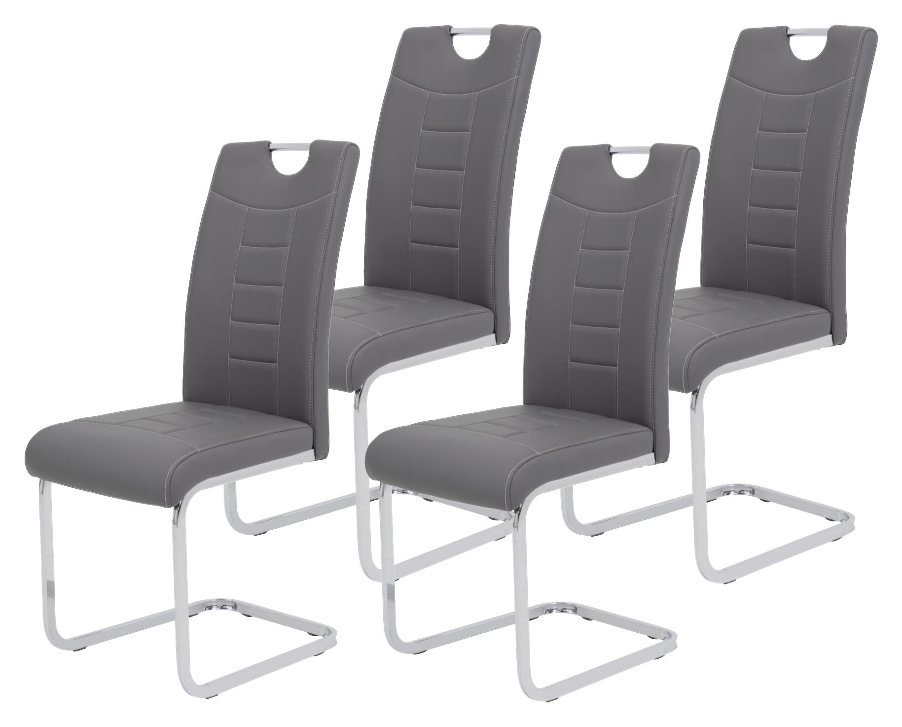 Schwingstuhl Ruby 4er Set grau Kunstleder B/H/T: ca. 44x103x60 cm