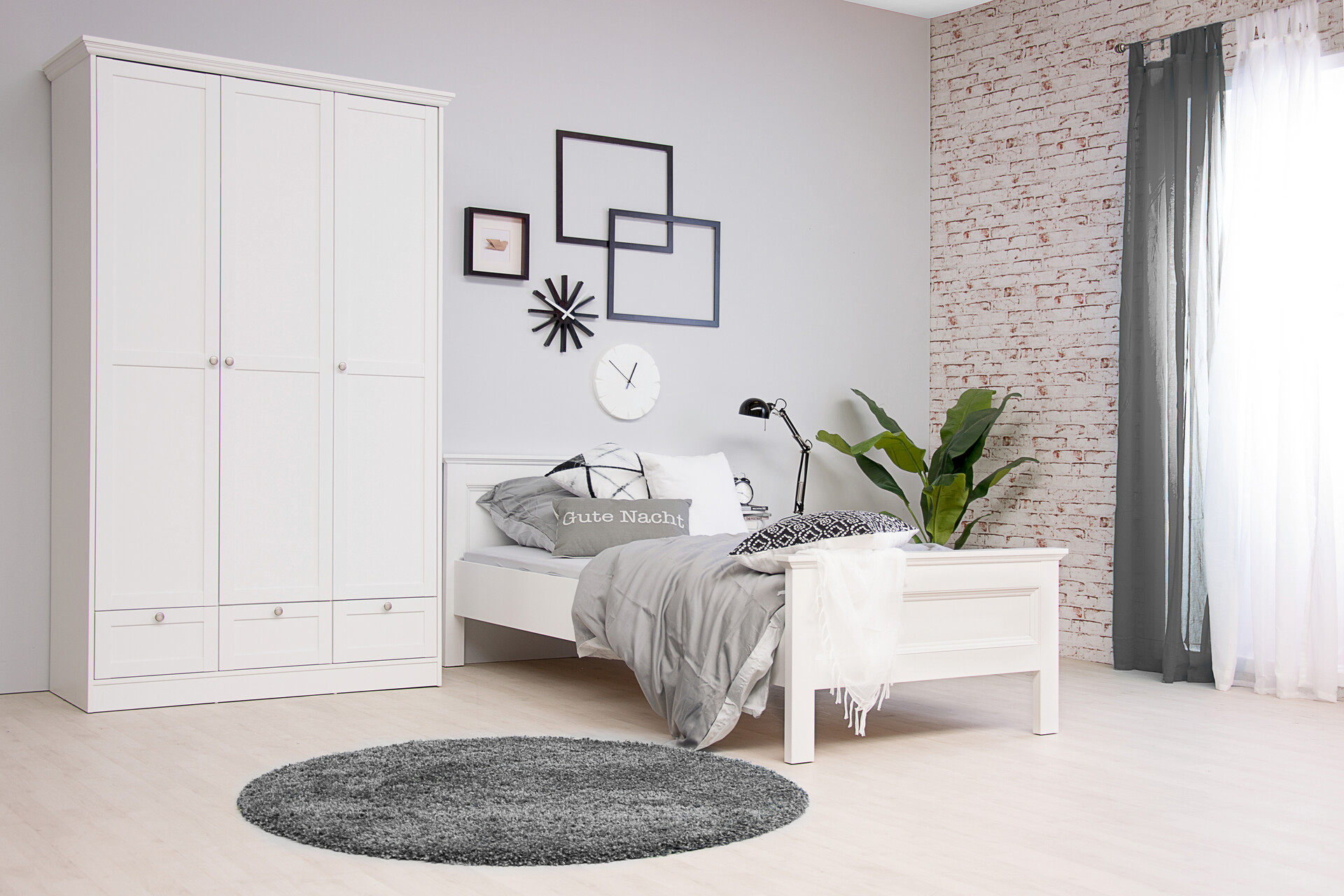 Bett Landwood weiß B/H/T: ca. 97x80x209 cm Liegefläche B/L: ca. 900x200 cm