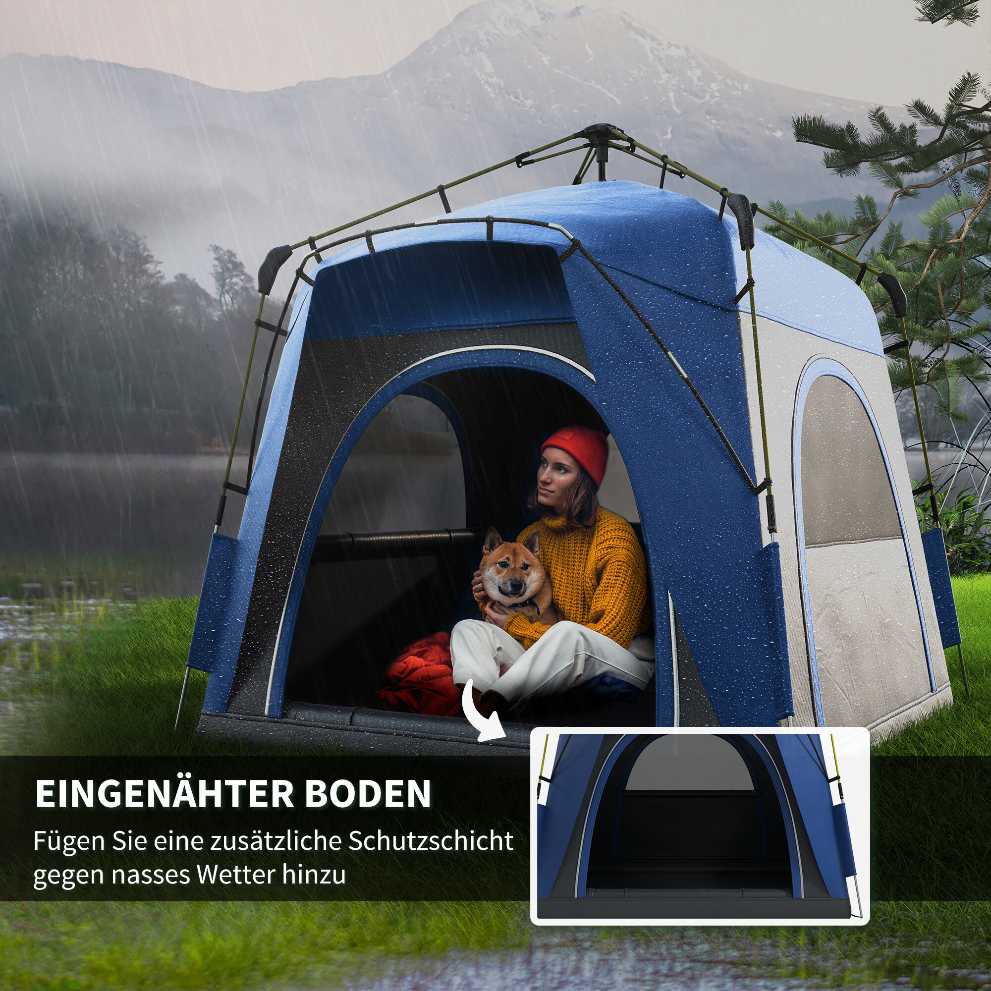 Outsunny Campingzelt blau Aluminium B/H/L: ca. 240x199x240 cm