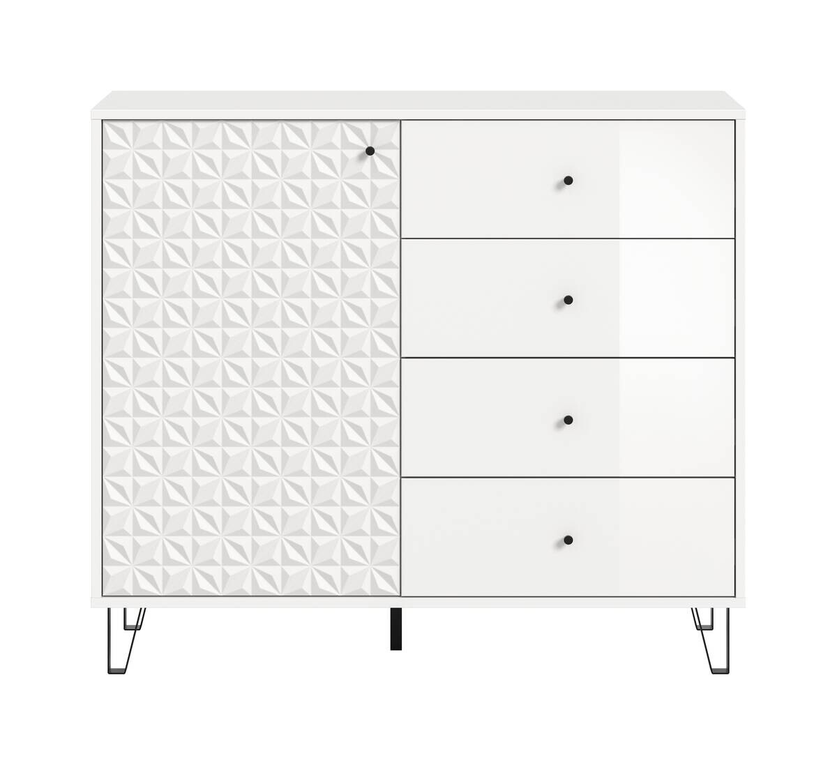 Highboard PRISMA weiß weiß Hochglanz B/H/T: ca. 110x96x40 cm