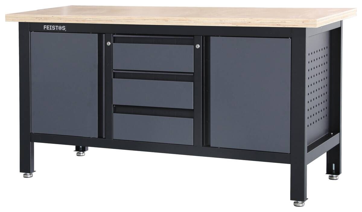 Feistos Werkbank Heros schwarz Metall B/H/L: ca. 169x87x60 cm