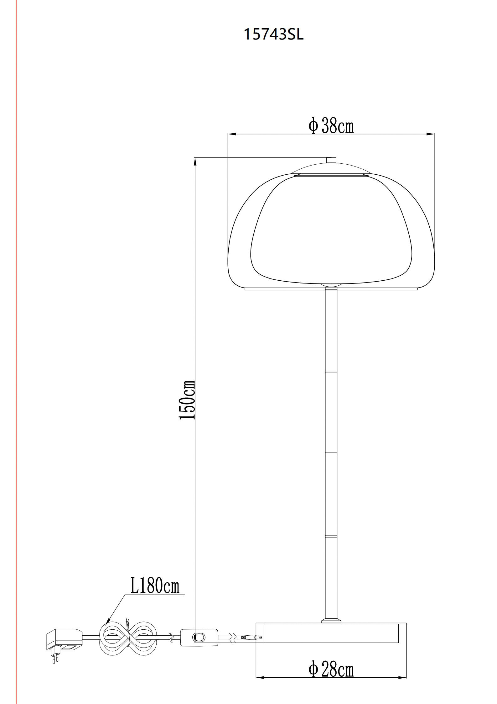 GLOBO Stehleuchte Chrom schwarz Metall Glas B/H/L: ca. 44x37x44 cm