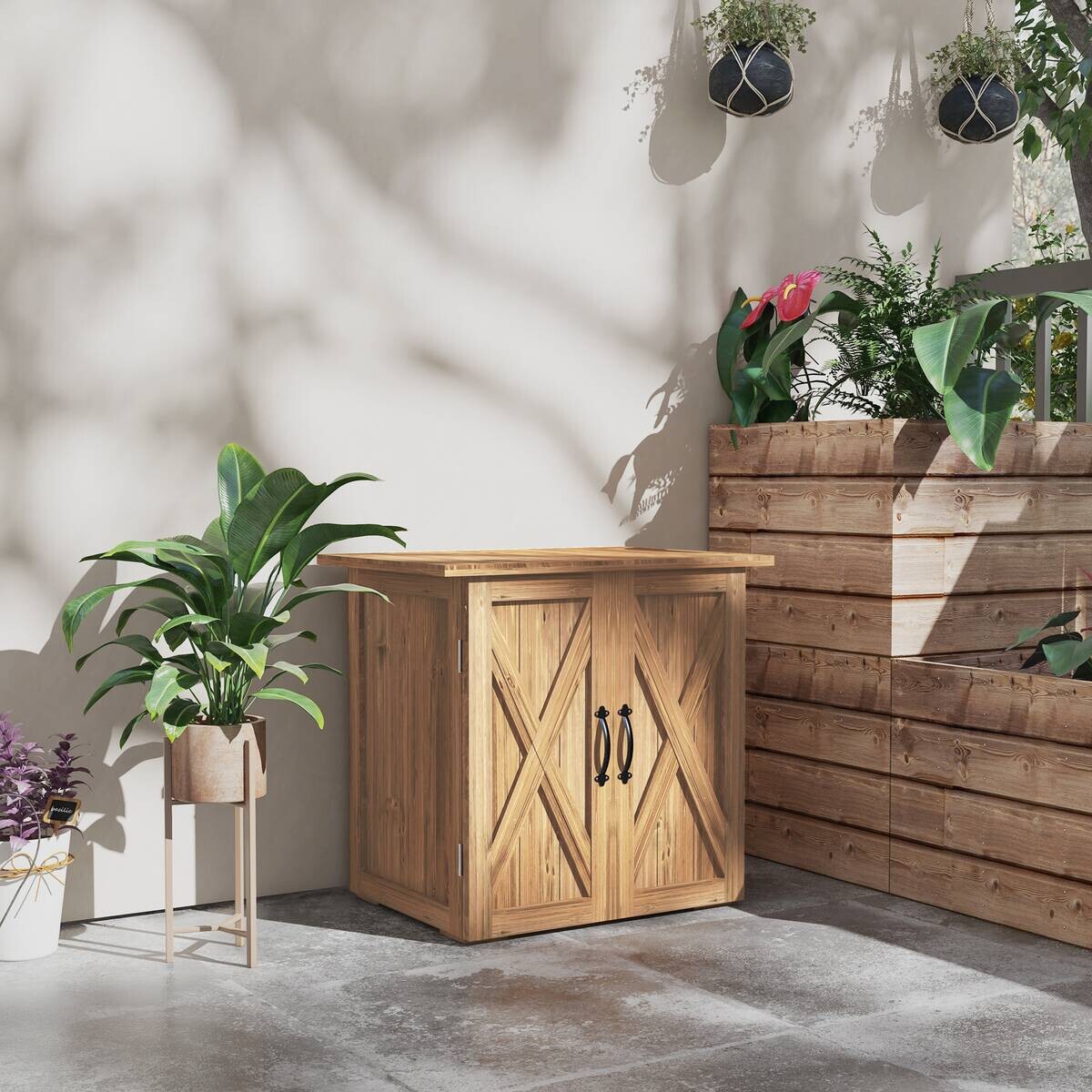 Outsunny Gartenschuppen braun Holz B/H/L: ca. 55x72x77 cm