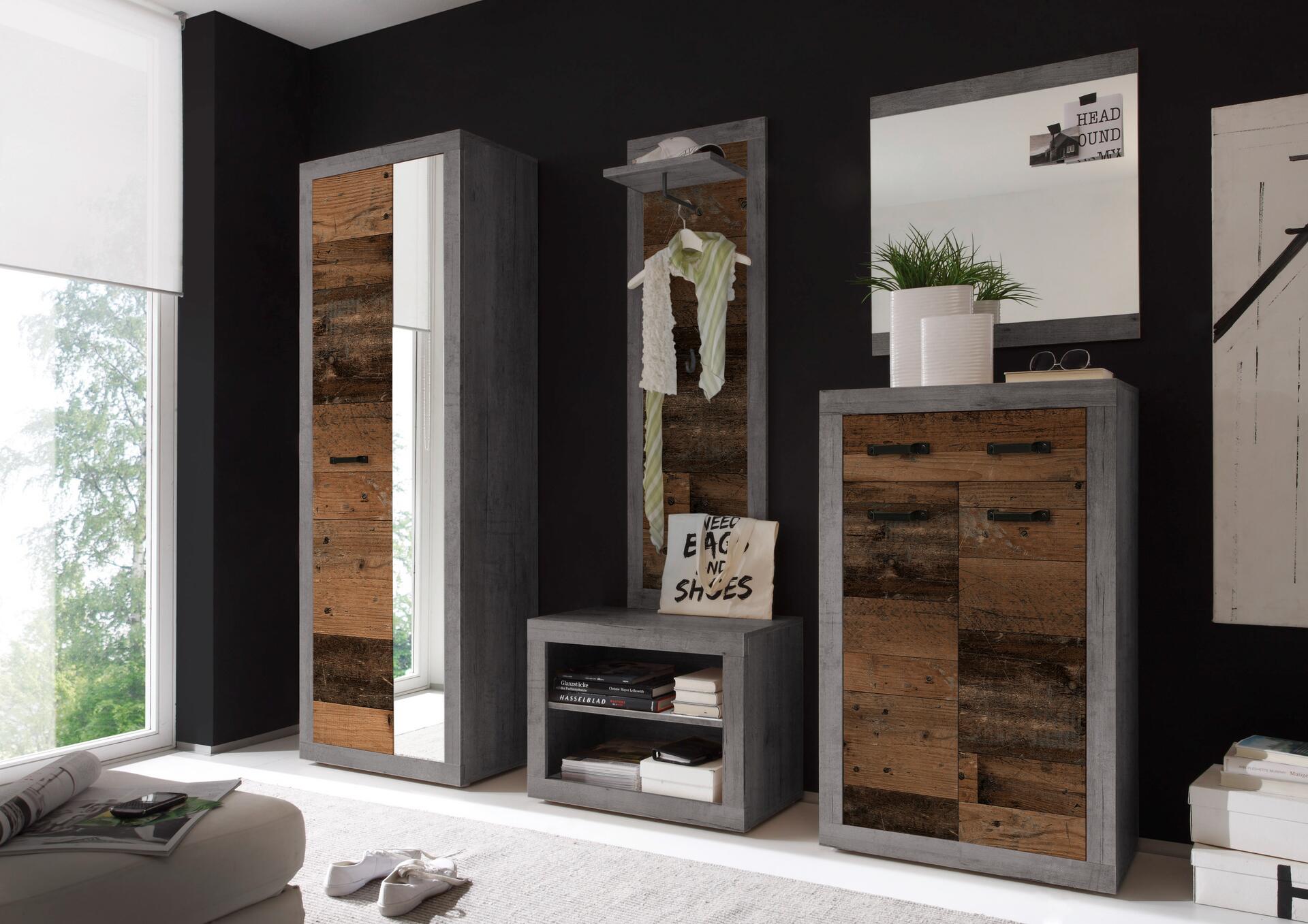 Schuhkommode Indiana Beton dunkel Nachbildung Old Wood Nachbildung B/H/T: ca. 68x115x37 cm