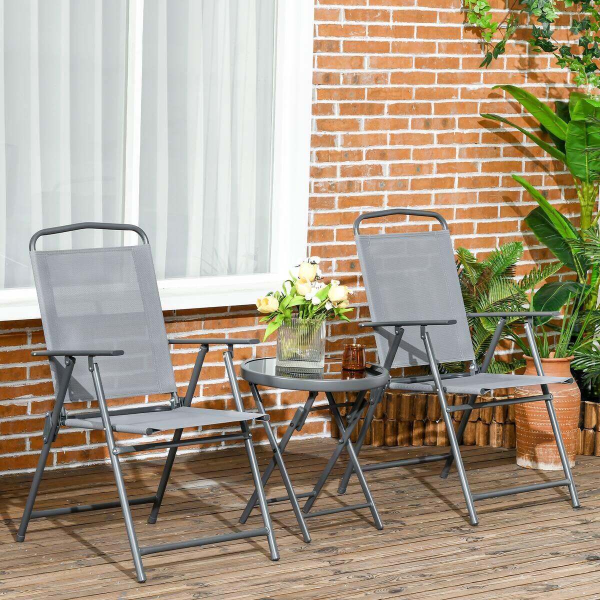 Outsunny Bistro-Set hellgrau Mesh B/H/L: ca. 64x93x53,5 cm
