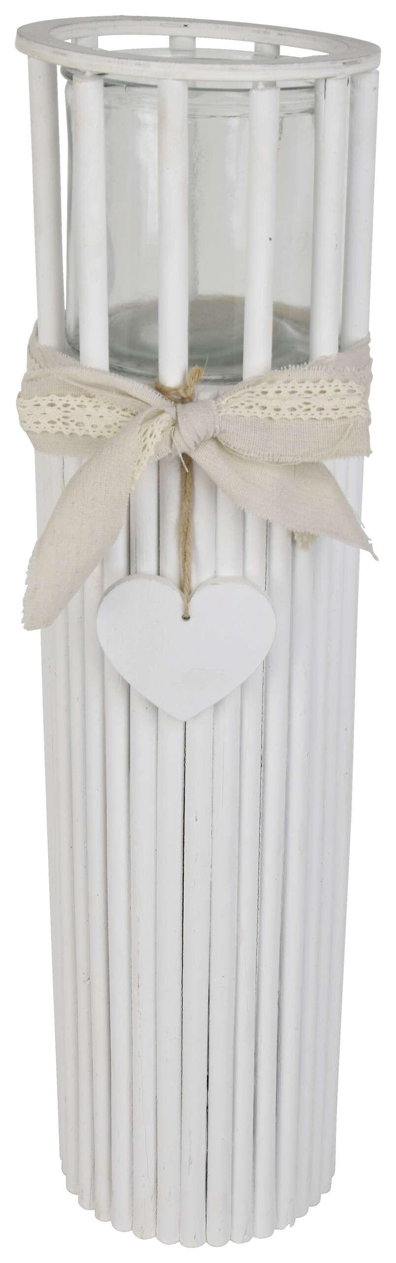 Windlicht weiß Bambus B/H/L: ca. 15x15x58 cm