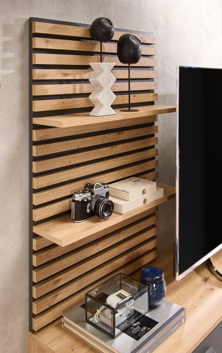 Wohnwand Heathrow Eiche Artisan Nachbildung anthrazit B/H/T: ca. 250x135x38 cm