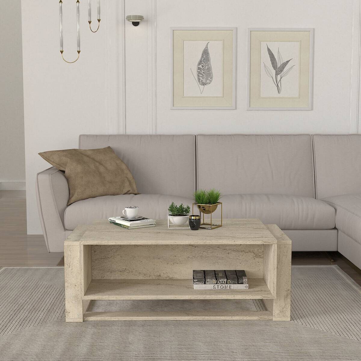 moebel17 Couchtisch Bianco beige Spanplatte B/H/T: ca. 107x41x60 cm
