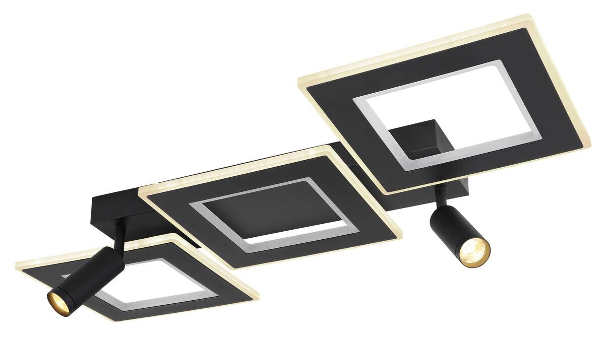 GLOBO Deckenleuchte schwarz Opal Metall Acryl B/H/L: ca. 56x11,5x82 cm 2 Brennstellen