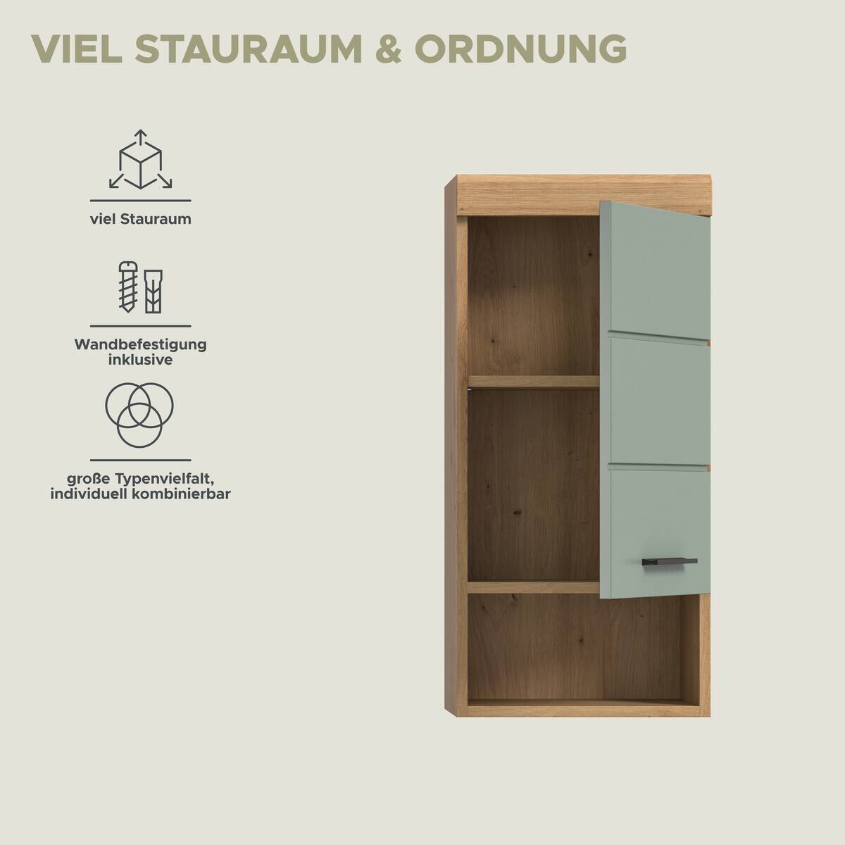 Badhängeschrank Scout Eiche Artisan Nachbildung salbei Nachbildung B/H/T: ca. 37x79x24 cm