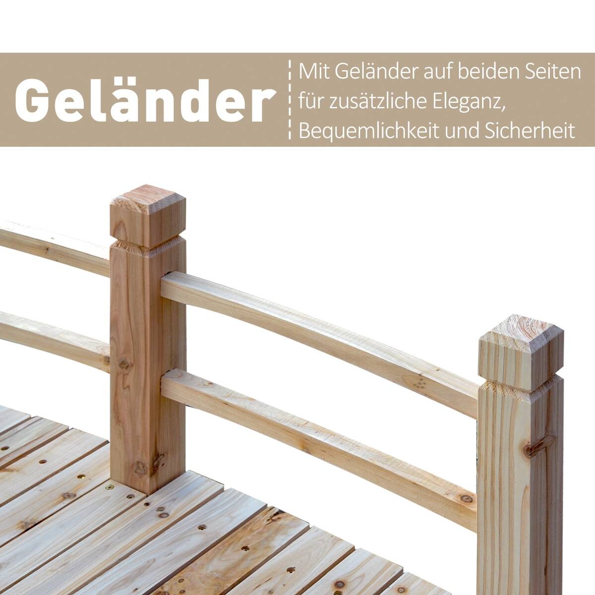 Outsunny Holzbrücke natur B/H/L: ca. 67x48x1525 cm ca. 181 kg