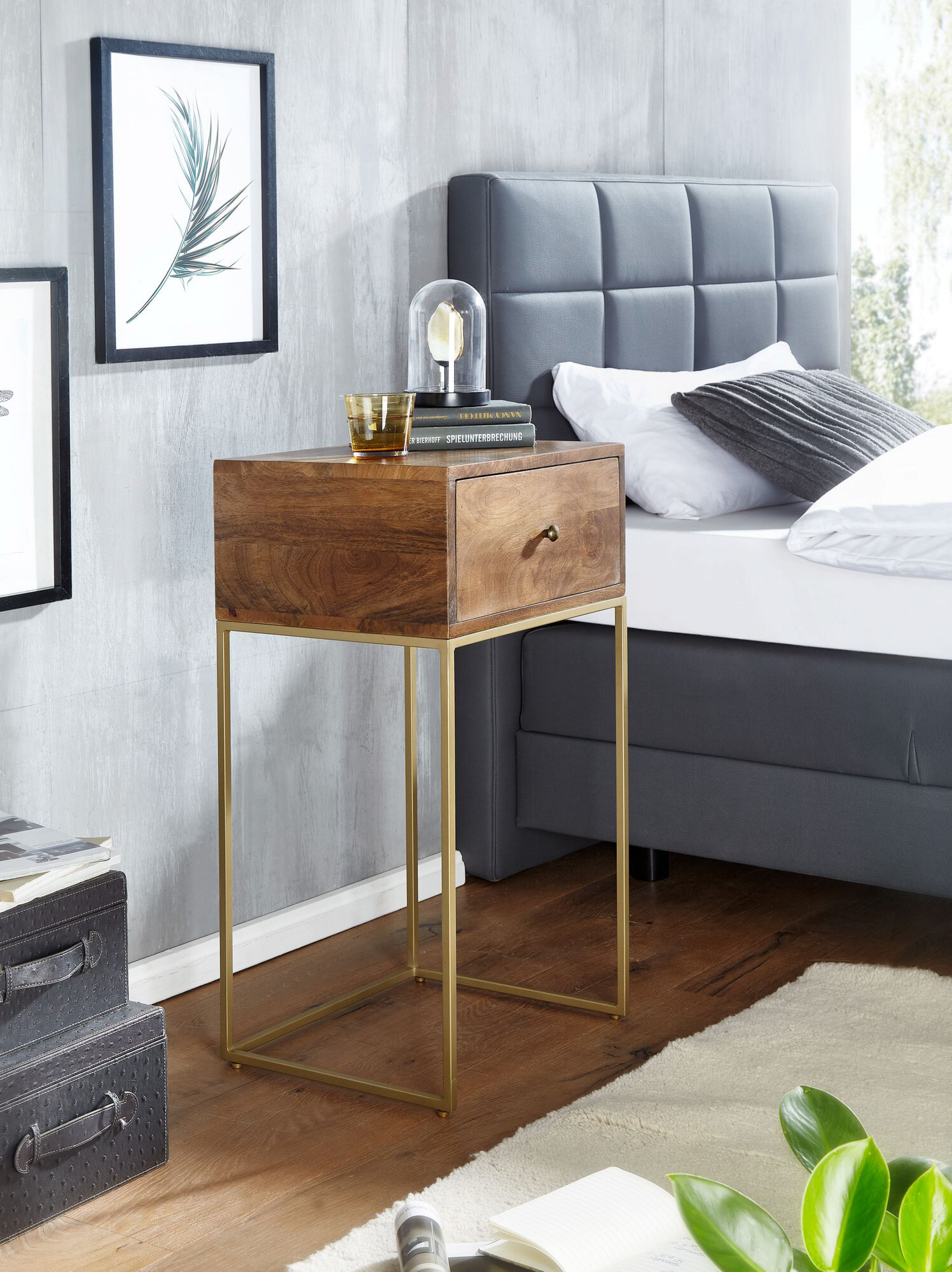 Nachtkonsole braun B/H/T: ca. 35x75x40 cm