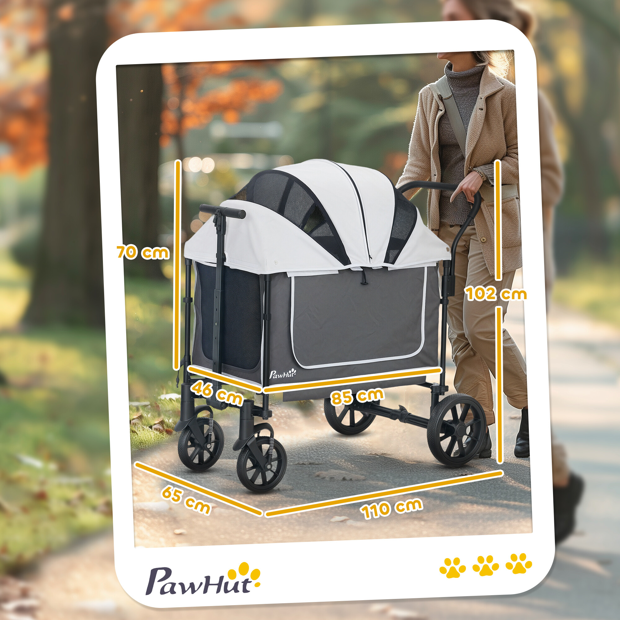 PawHut Hundewagen dunkelgrau Stahl B/H/L: ca. 65x102x110 cm