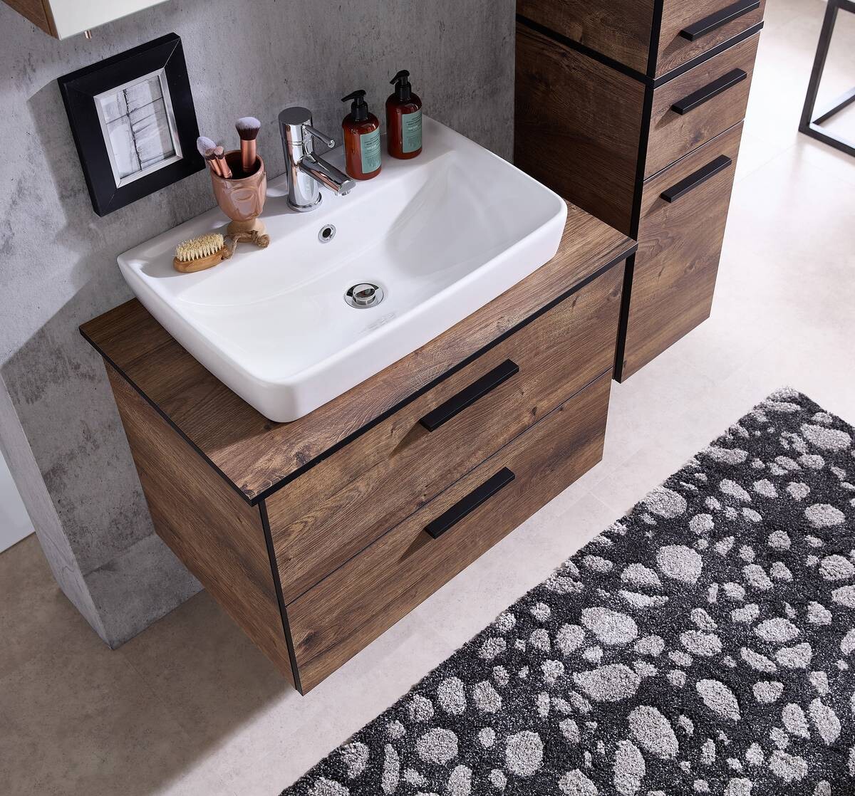 Badezimmer-Set Quickset 374 Eiche Ribeck Nachbildung B/H/T: ca. 75x200x44,5 cm