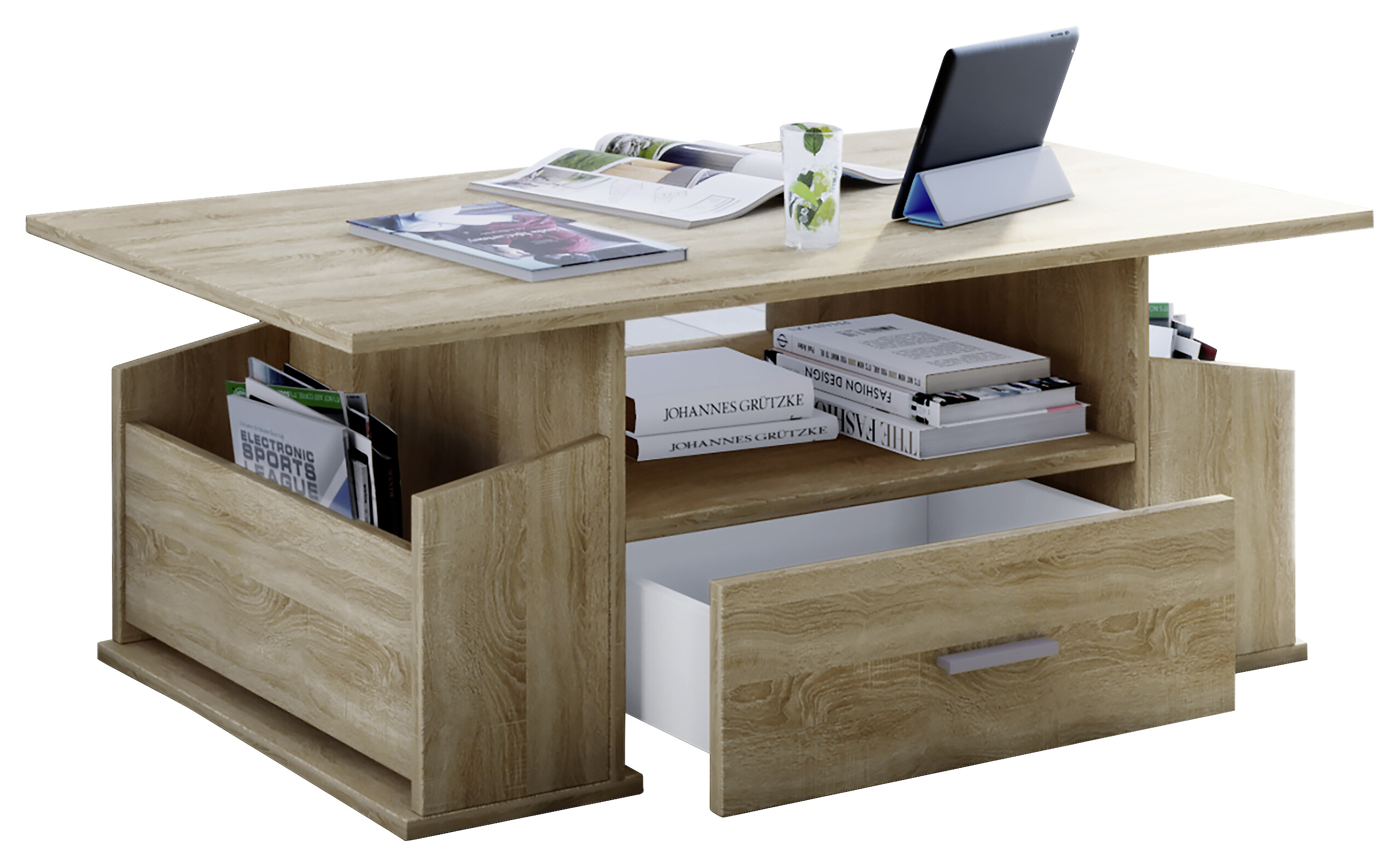 VCM Möbel Couchtisch Junata Eiche Sonoma Holzwerkstoff B/H/T: ca. 110x44x52 cm