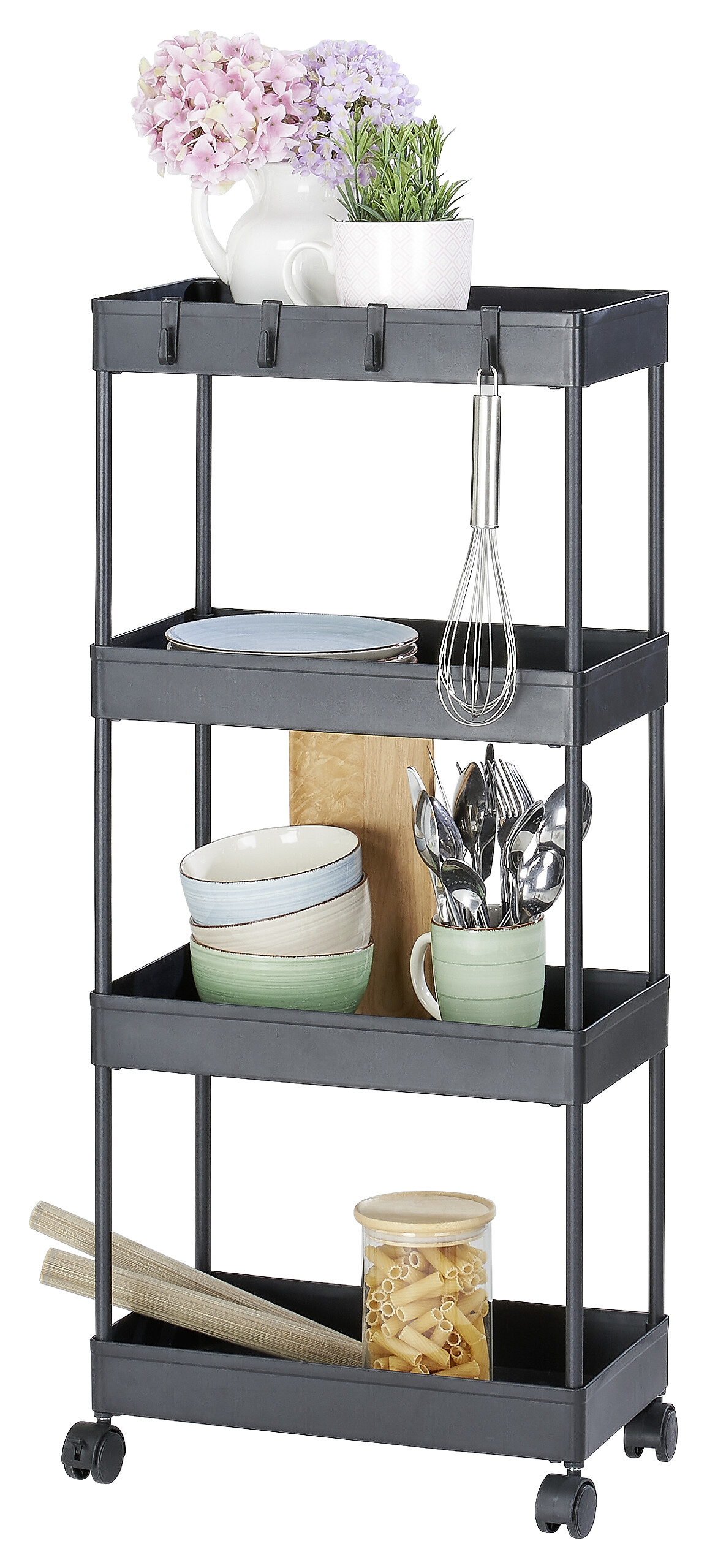 Allzweckwagen schwarz Metall B/H/L: ca. 22x89,5x40 cm