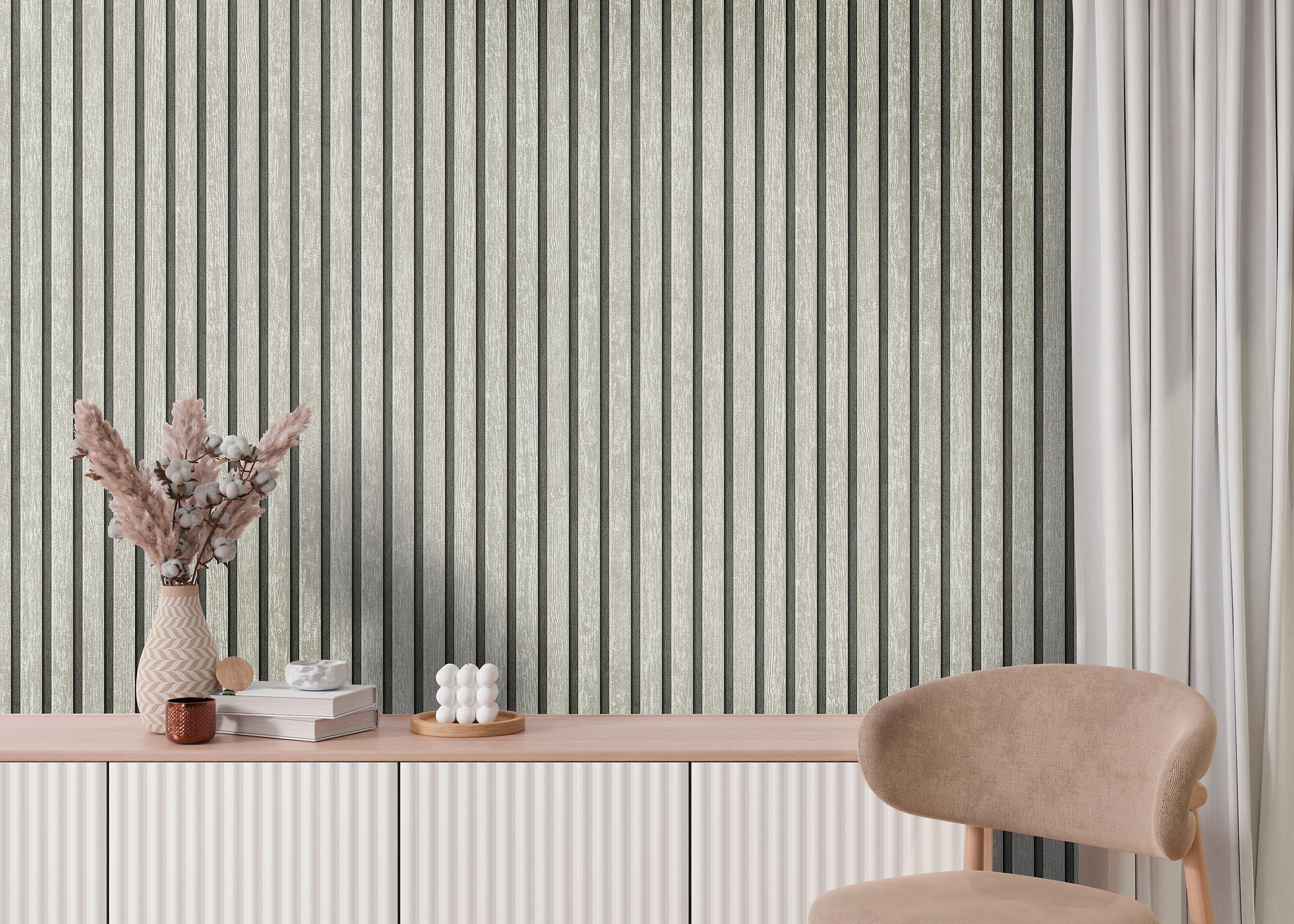 Vliestapete Akustikpaneel hellgrau B/L: ca. 53x1005 cm