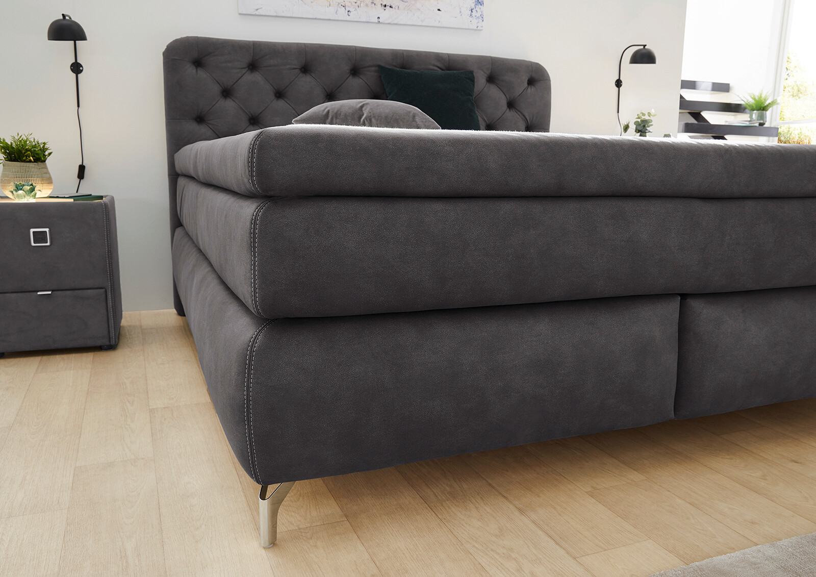 Boxspringbett  anthrazit Liegefläche B/L: ca. 180x200 cm