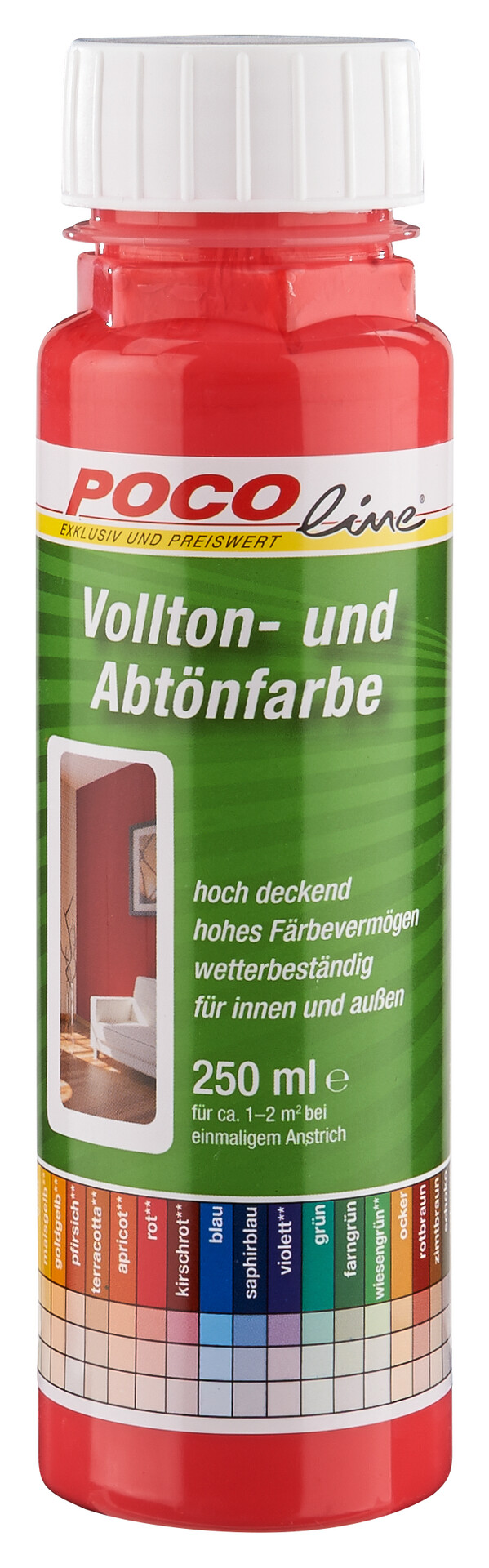 POCOline Vollton- und Abtönfarbe rot ca. 0,25 l