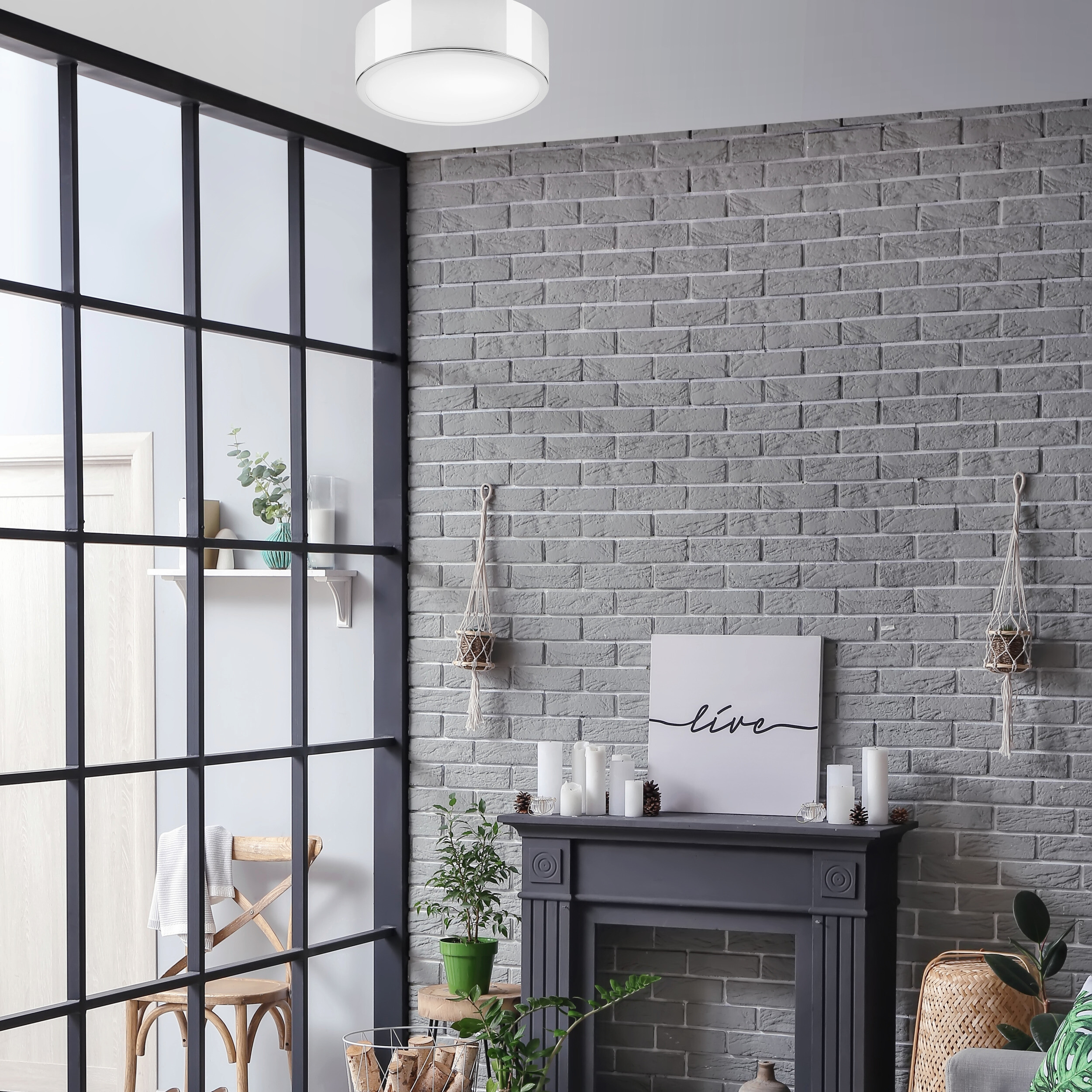 Lamkur Deckenleuchte Chrom Stahl B/H/L: ca. 27x8x27 cm E27 1 Brennstellen