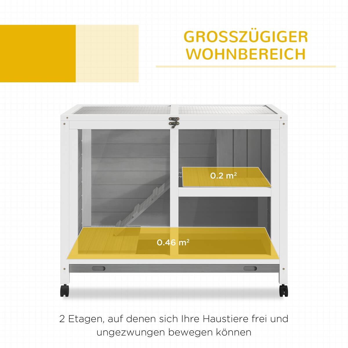 PawHut Kleintierhaus grau Holz B/H/L: ca. 53,3x73x91,5 cm