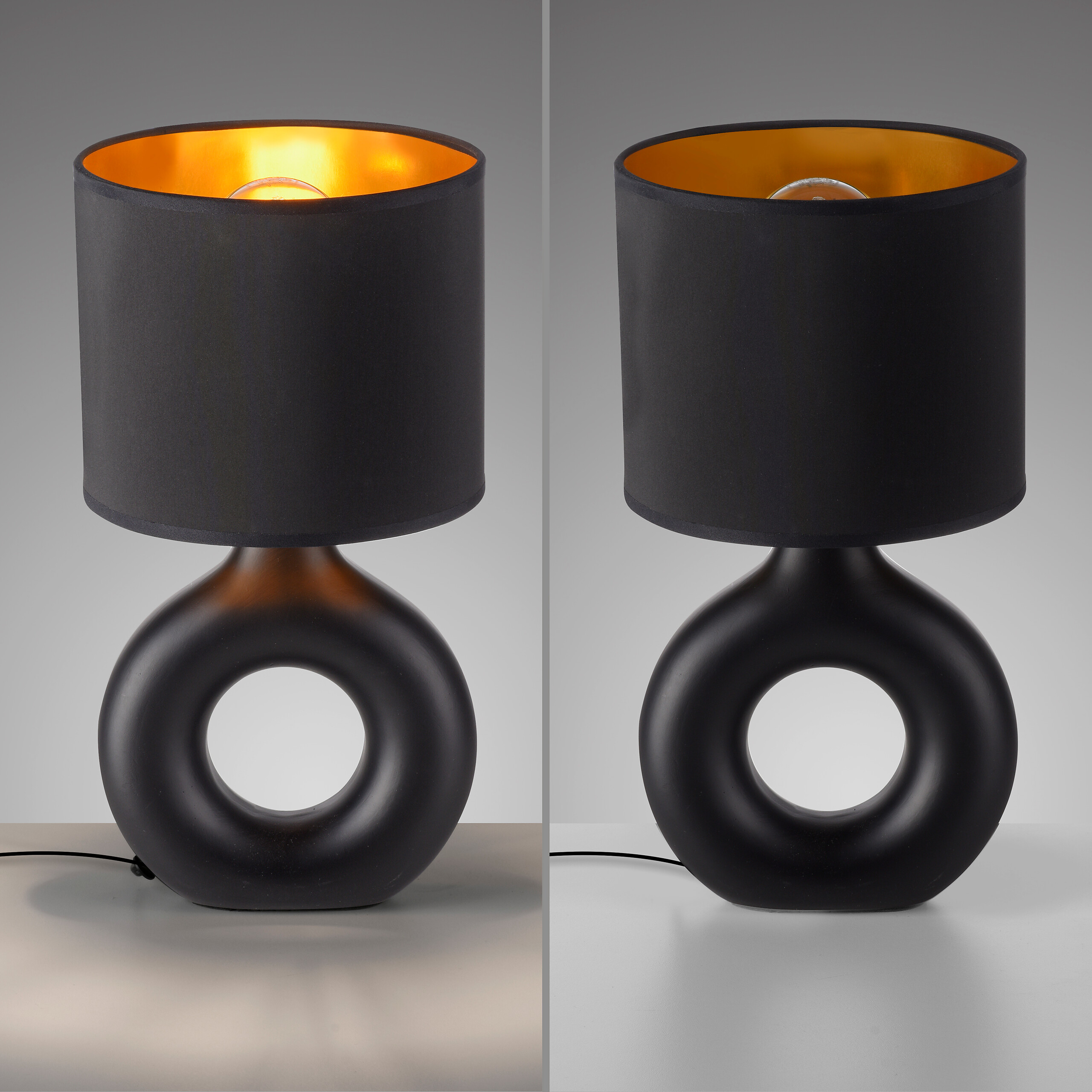 Just Light Tischleuchte Carara schwarz Kunststoff Stoff Keramik H/L/D: ca. 30x16x16 cm null 1 Brennstellen