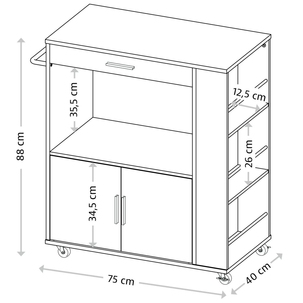 Kesper Küchenwagen grau Spanplatte B/H/T: ca. 75x88x40 cm