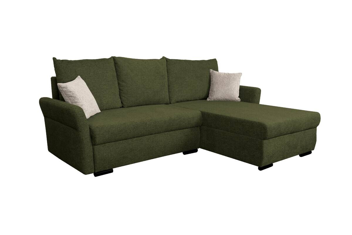 Ecksofa mit Bettfunktion und Bettkasten grün Webstoff B/H/T: ca. 218x90x168 cm
