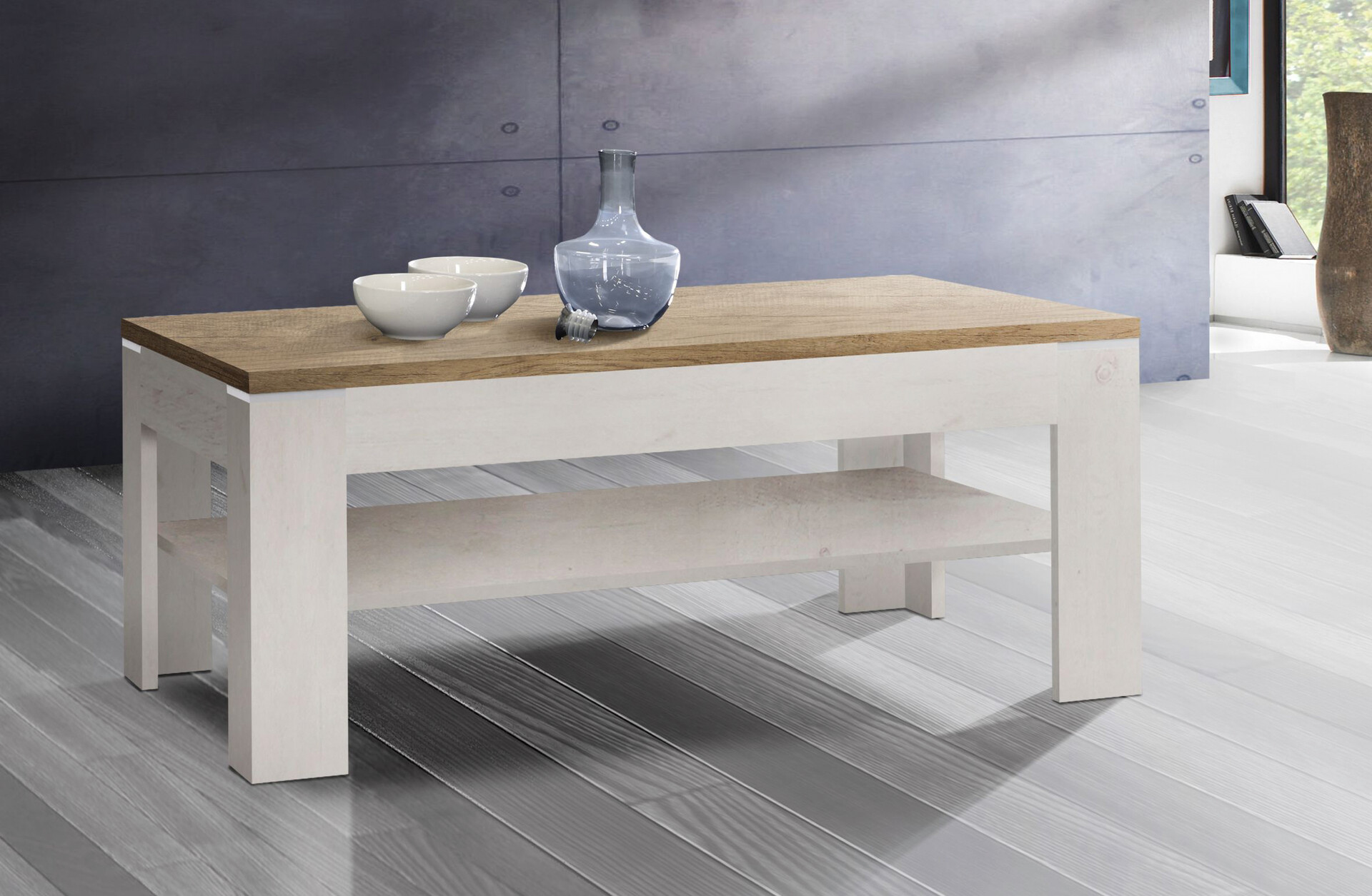 Couchtisch  weiß Pinie Nachbildung Eiche Antik Nachbildung B/H/T: ca. 120x43x75 cm