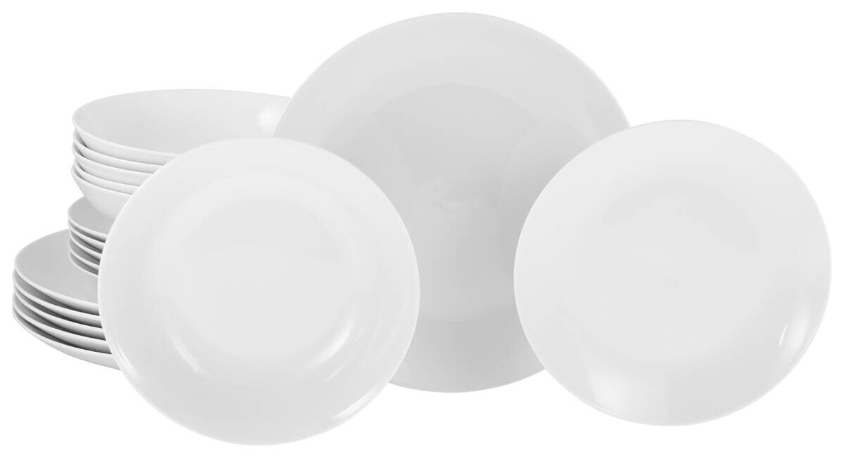 CreaTable Tafelservice Luna weiß Porzellan 18 tlg.