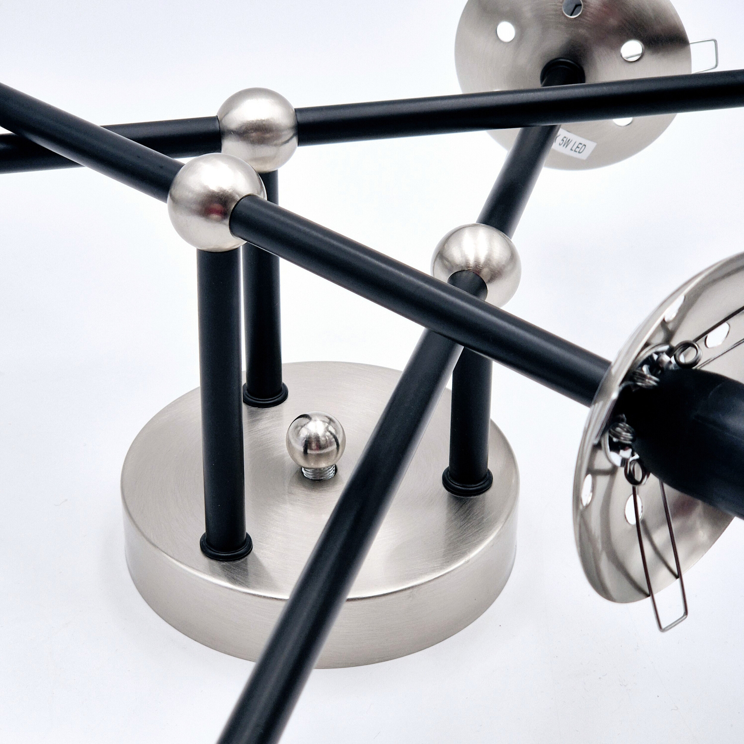 Lamkur Anbauleuchte Malena Chrom schwarz Glas Stahl B/H/L: ca. 64x20x64 cm E14 6 Brennstellen