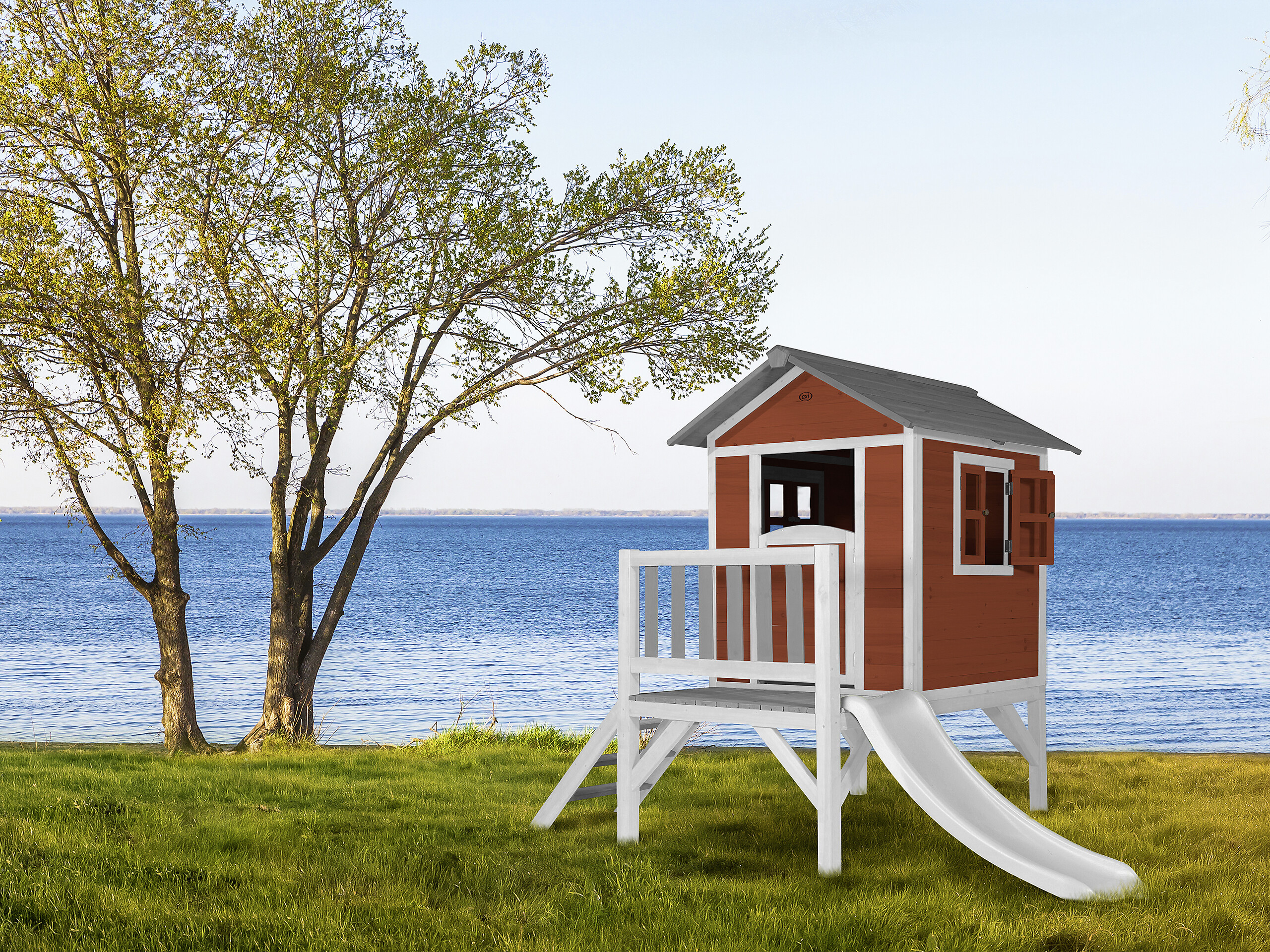 AXI Spielhaus Lodge XL rot B/H/L: ca. 240x189x167 cm