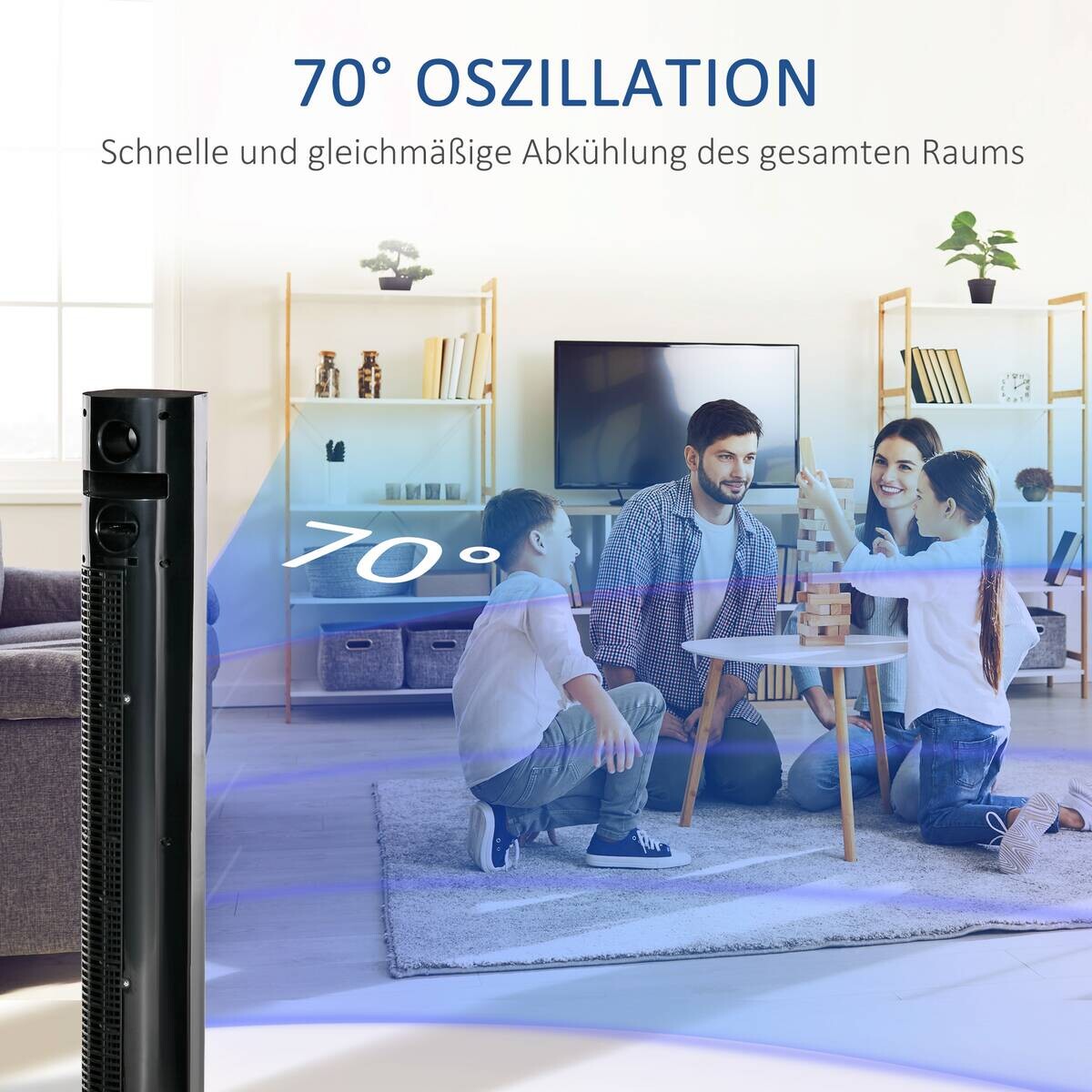 HOMCOM Ventilator schwarz Kunststoff Polypropylen Edelstahl B/H/L: ca. 31,5x31,5x117 cm