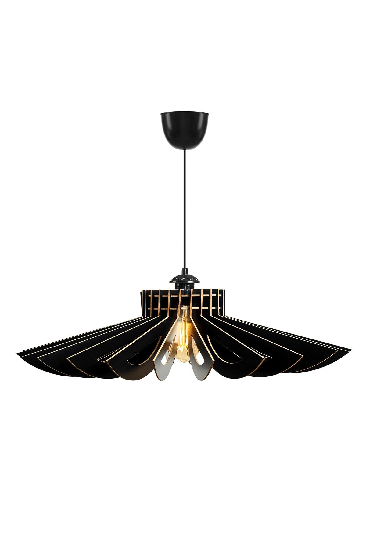 Opviq Pendelleuchte schwarz MDF B/H/T/L/D: ca. 68x50x68x68x68 cm E27 1 Brennstellen