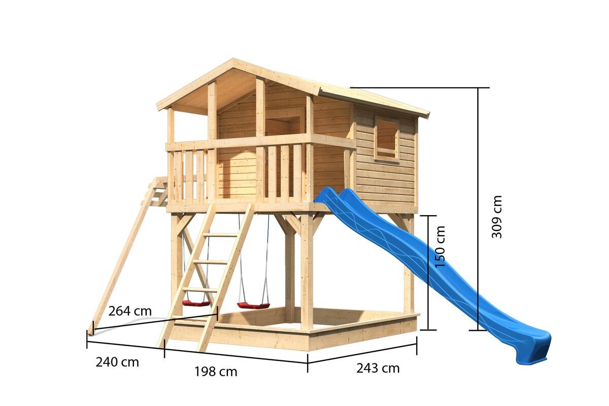 Karibu Stelzenhaus Ervin natur B/H/L: ca. 264x309x438 cm