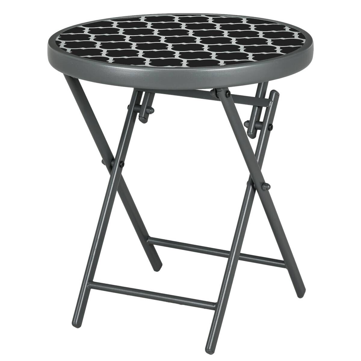 Outsunny Garten-Beistelltisch schwarz Metall B/H/L: ca. 45x50x45 cm