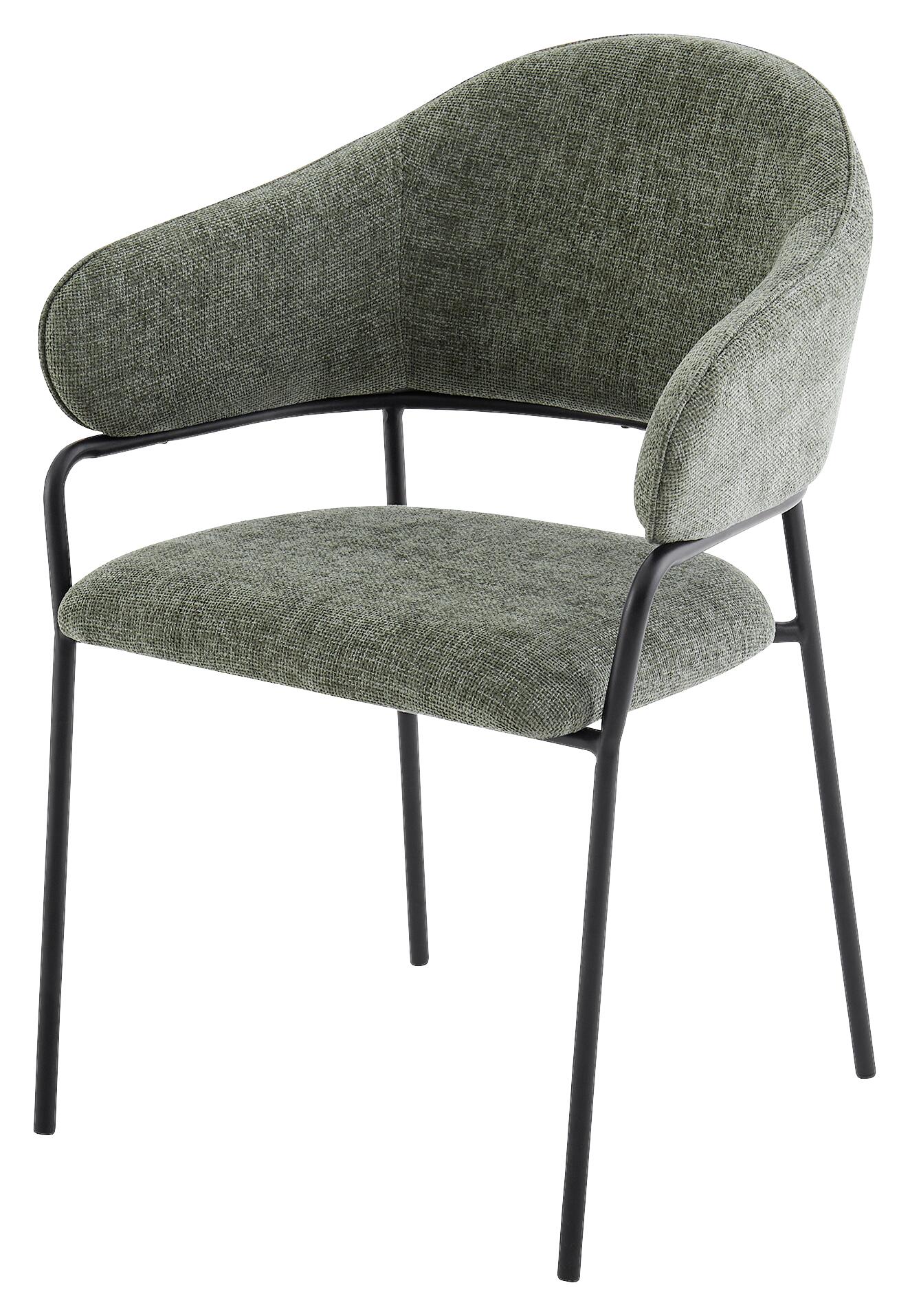 Stuhl CURVE, 2er-Set schwarz grün Metall Stoff B/H/T: ca. 60x86x58 cm