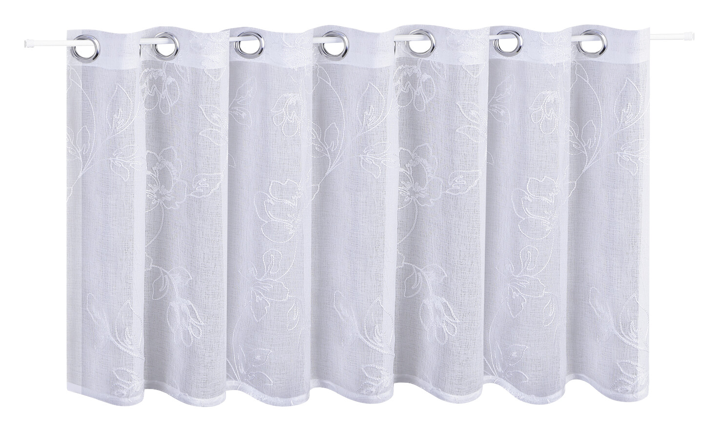 Happy Home Scheibengardine Blumen weiß B/L: ca. 150x50 cm