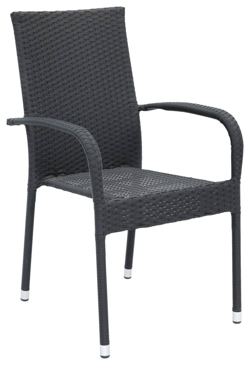 POCOline Gartenstuhl Palermo schwarz Polyrattan B/H/L: ca. 63x94x55 cm