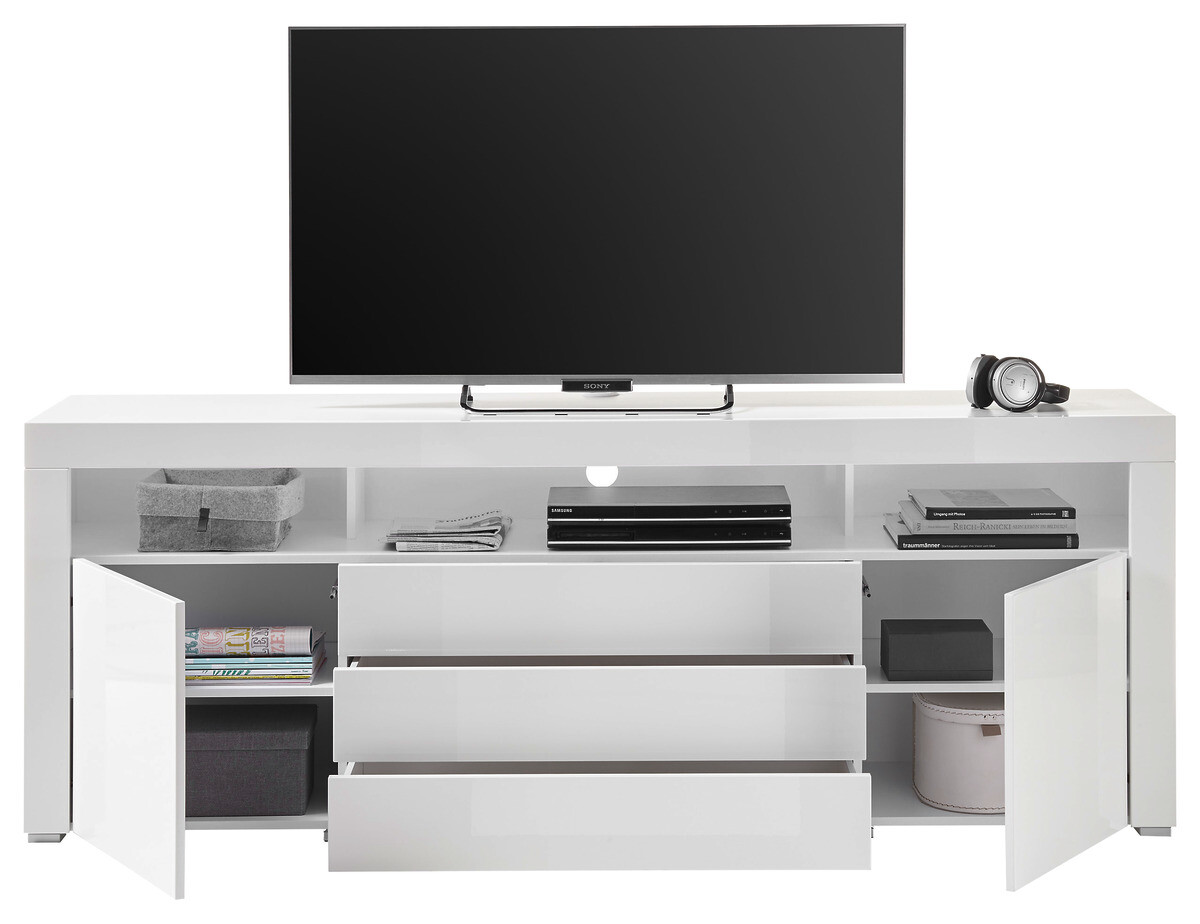 TV-Highboard Goal weiß Hochglanz B/H/T: ca. 200x74x44 cm