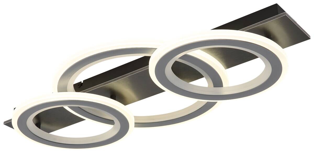 GLOBO LED-Deckenleuchte Opal mattschwarz grau Acryl Metall Kunststoff B/H/L: ca. 37x8x73 cm 1 Brennstellen