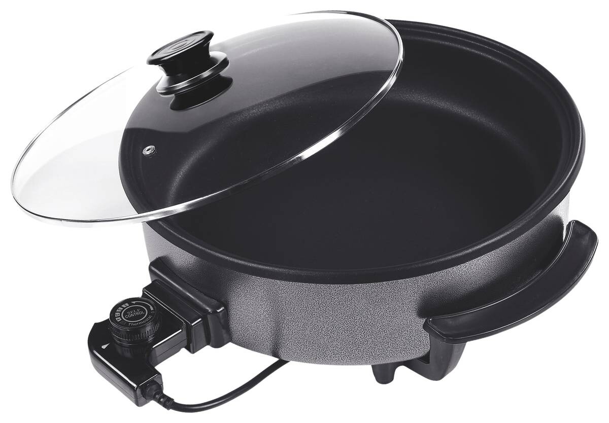 SCHÄFER Elektrische Multipfanne 20371 schwarz Metall Glas H/D: ca. 9x42 cm